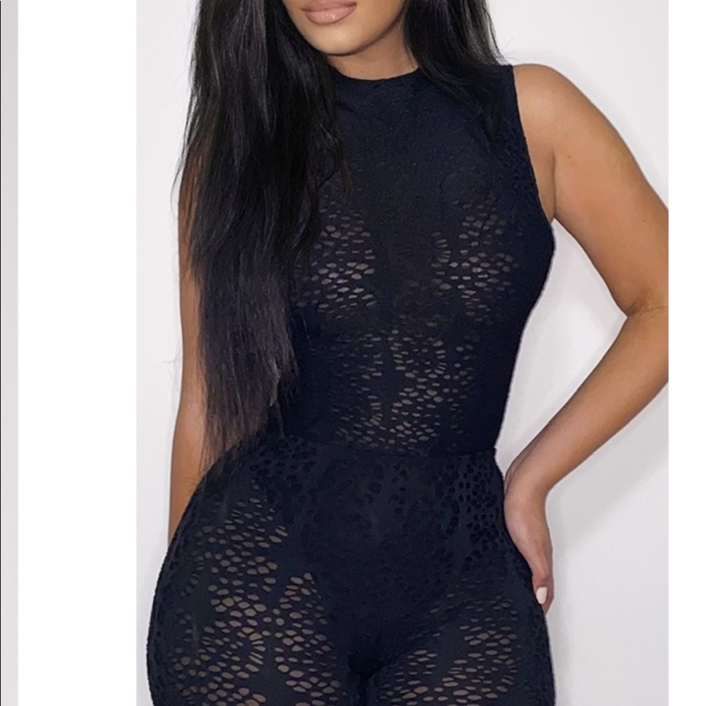 Eyelet Lace semi sheer bodysuit